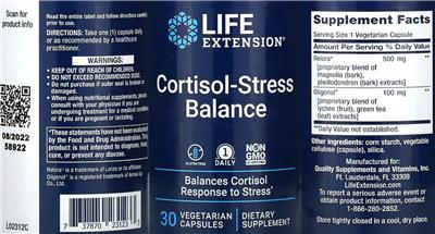 Cortisol-Stress Balance label