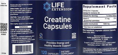 Creatine Capsules label