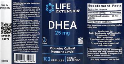 DHEA 25 mg label