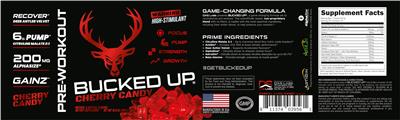 Bucked Up Pre-Workout Cherry Candy label