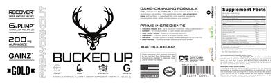 Bucked Up Pre-Workout Gold label