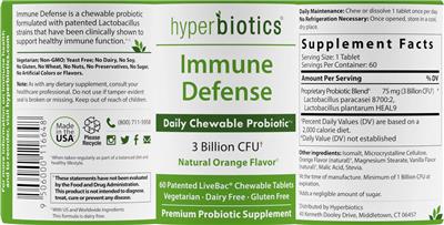 Immune Defense Natural Orange Flavor label