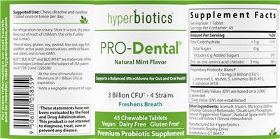 PRO-Dental Natural Mint Flavor label