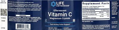 Effervescent Vitamin C Magnesium Crystals label