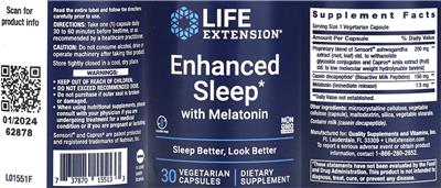 Enhanced Sleep with Melatonin label
