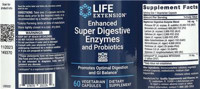 Enhanced Super Digestive Enzymes and Probiotics label