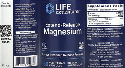 Extend-Release Magnesium label