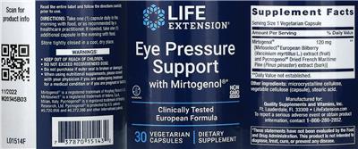 Eye Pressure Support with Mirtogenol label