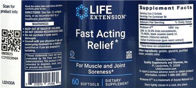 Fast Acting Relief label