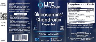 Glucosamine/Chondroitin Capsules label