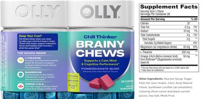 Chill Thinker Brainy Chews Pomegranate Bliss label