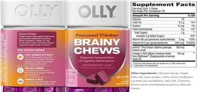 Focused Thinker Brainy Chews Raspberry Jam label