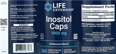 Inositol Caps 1000 mg label