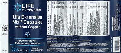 Life Extension Mix Capsules without Copper label
