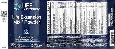 Life Extension Mix Powder label