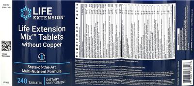 Life Extension Mix Tablets without Copper label