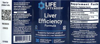 Liver Efficiency Formula label
