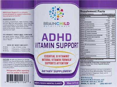 ADHD Vitamin Support label