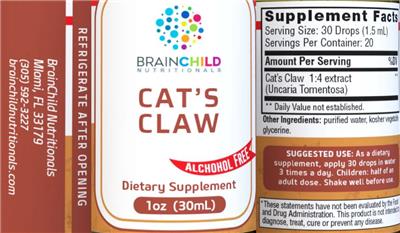 Cat's Claw Alcohol Free label