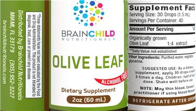 Olive Leaf Alcohol Free label