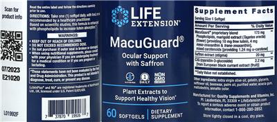 MacuGuard Ocular Support with Saffron label