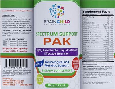 Spectrum Support Pak Part A Lemon Lime Flavor label