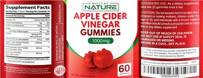 Apple Cider Vinegar Gummies 1000 mg label