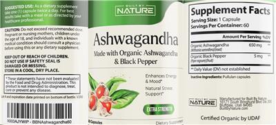 Ashwagandha Extra Strength label