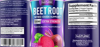 Beet Root 1300 mg Extra Strength label