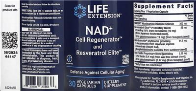 NAD+ Cell Regenerator and Resveratrol Elite label
