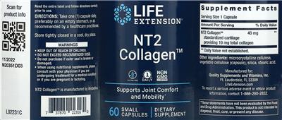 NT2 Collagen 40 mg label