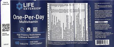One-Per-Day Multivitamin label