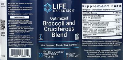 Optimized Broccoli and Cruciferous Blend label