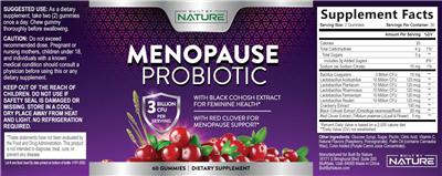 Menopause Probiotic 3 Billion CFU label