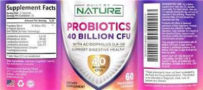 Probiotics 40 Billion CFU label