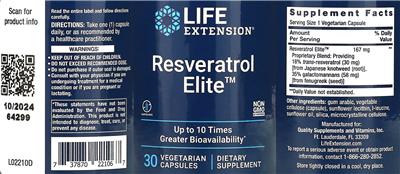 Resveratrol Elite label