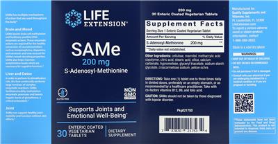 SAMe 200 mg S-Adenosyl-Methionine label