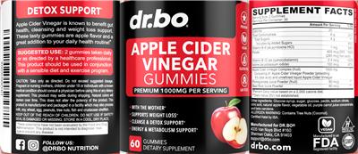 Apple Cider Vinegar Gummies 1000 mg label