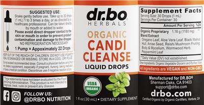 Organic Candi Cleanse Liquid Drops label