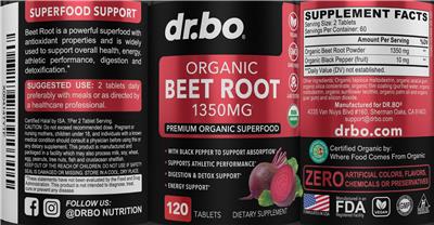 Organic Beet Root 1350 mg label