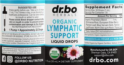 Organic Lymphatic Support Liquid Drops label