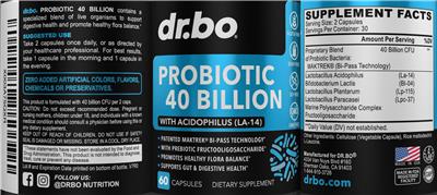 Probiotic 40 Billion label