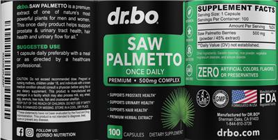 Saw Palmetto 500 mg label