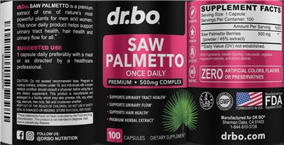 Saw Palmetto 500 mg label