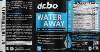 Water Away 698 mg label