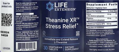 Theanine XR Stress Relief label
