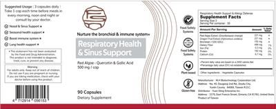Respiratory Health & Sinus Support label