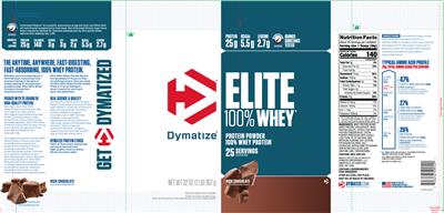 Elite 100% Whey Rich Chocolate label