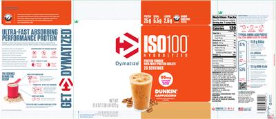 ISO100 Hydrolyzed Dunkin' Cappuccino label
