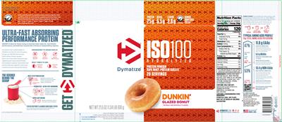 ISO100 Hydrolyzed Dunkin' Glazed Donuts label